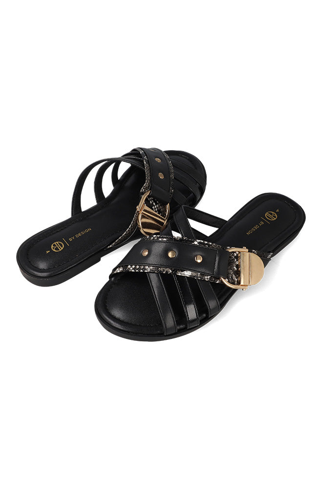 Footwear | Morgan Two-tone Cross Band Buckle Sandal