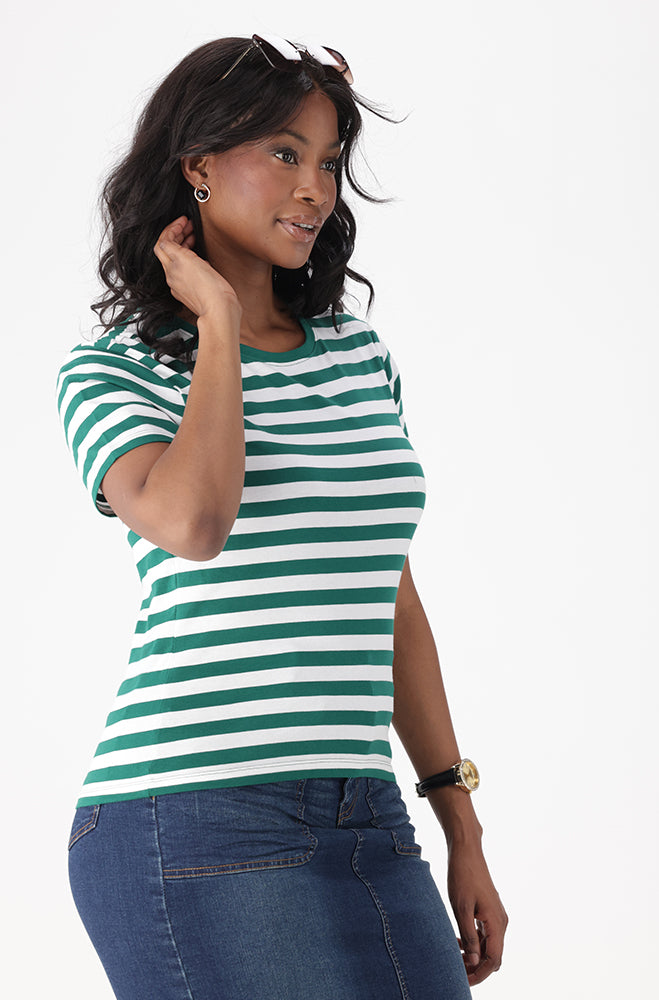 AIMEE CREW NECK STRIPE TEE