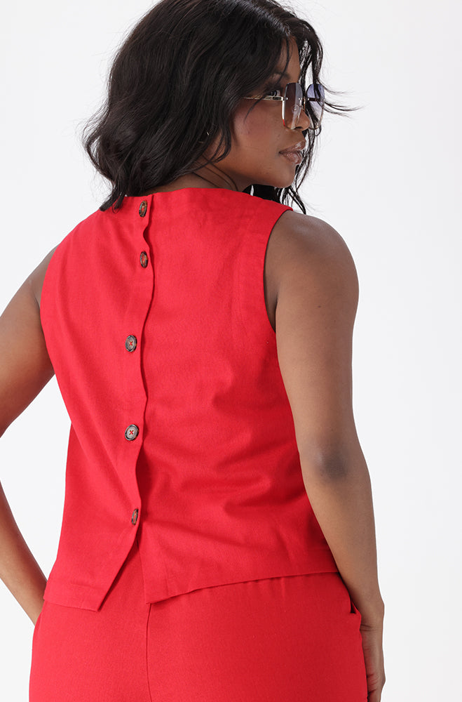 NAYA LINEN BLEND BOXY TOP