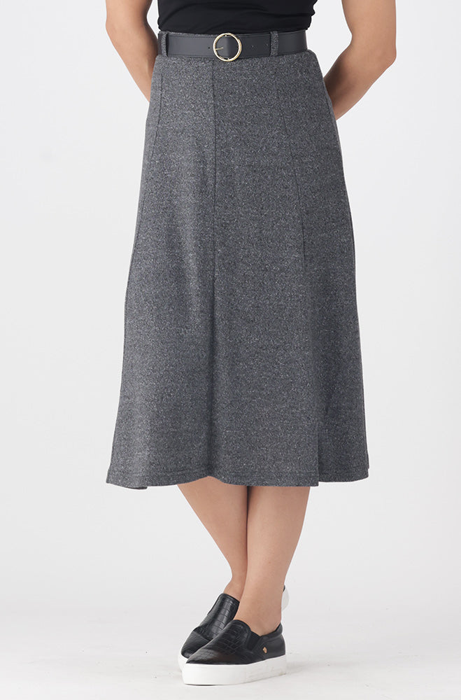 Ladies | Melissa Belted Fit and Flare Skirt _ 158577 Charcoal Mel Skirts
