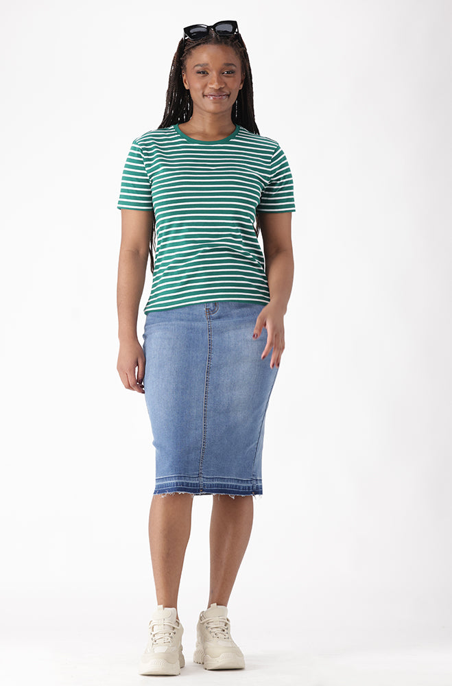 AIMEE CREW NECK STRIPE TEE