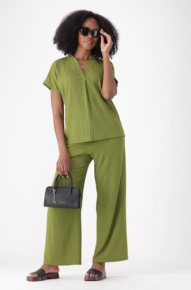 KASIA TEXTURED WIDE LEG PANTS
