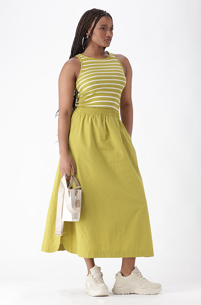 SELESTIA SLEEVELESS RIB COMBO DRESS