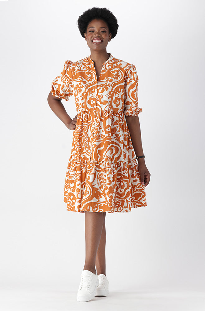 KIARA GEO BUTTON DOWN DRESS