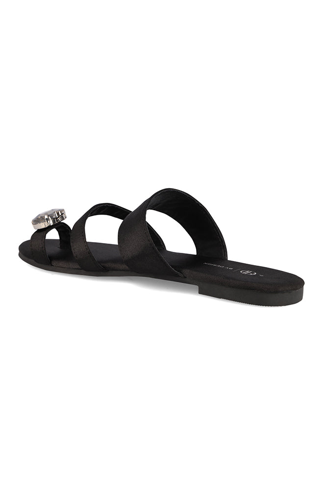 Penny Satin Toe Ring Sandal _ 167639 _ Black