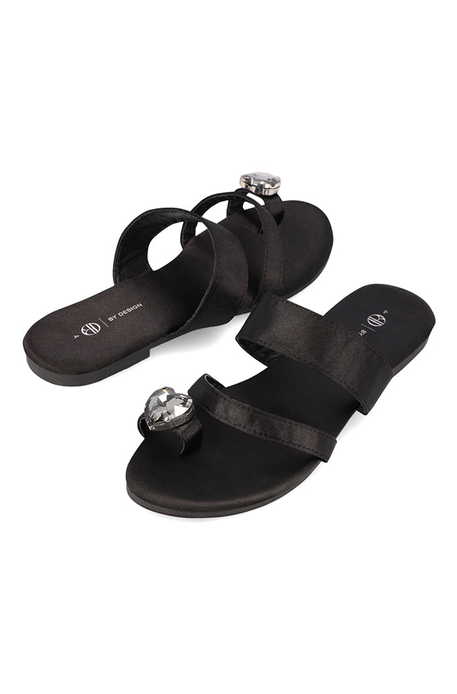 Penny Satin Toe Ring Sandal _ 167639 _ Black