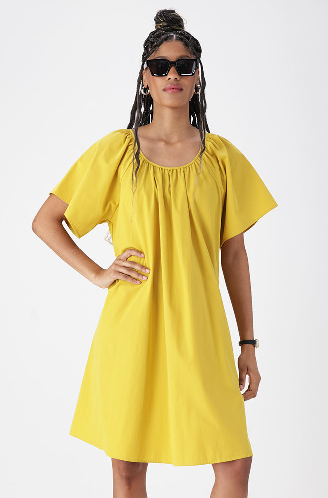 Ladies | Carla Babydoll Dress _ 162117 Ocre Dresses