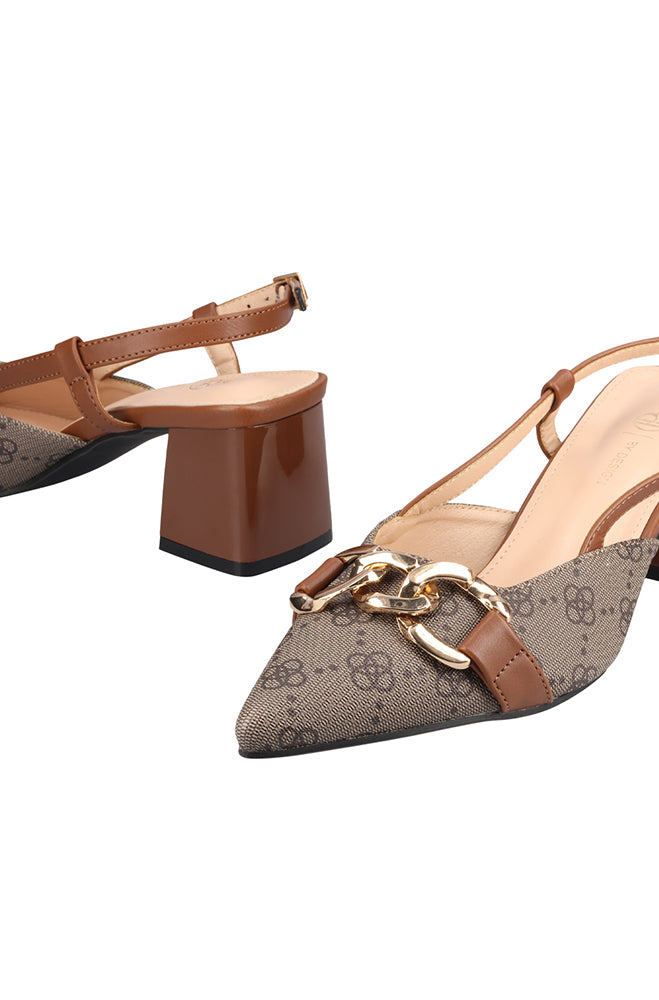 Verity printed slingback block heel
