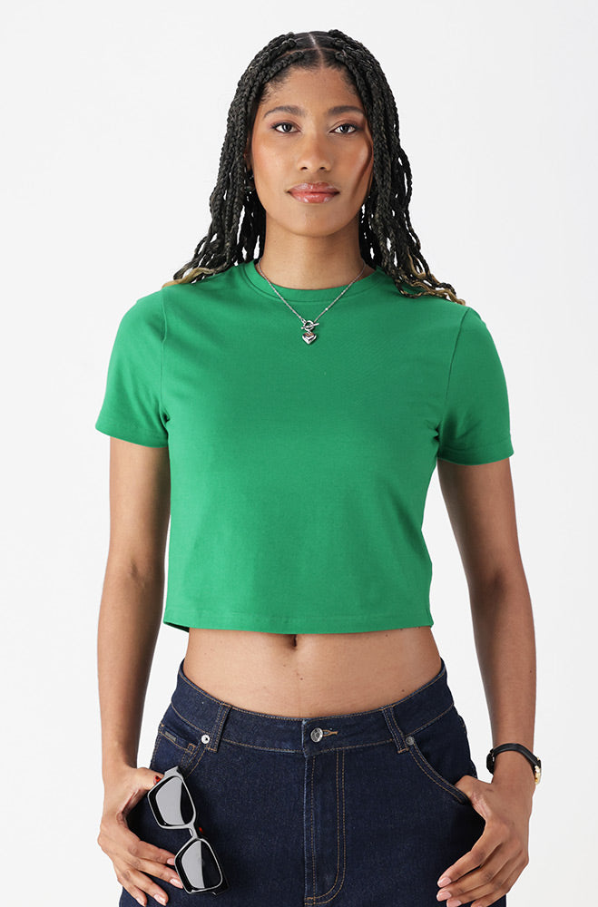 Ladies | Bella Crew Neck Fitted Crop Tee T-shirts