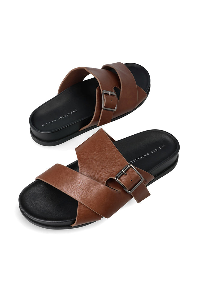 Footwear | Daryl Push in Faux Leather Sandal _ 161491 Brown Sandals