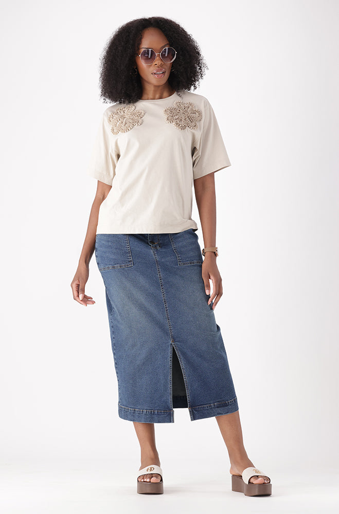 KITOA BOXY TRIM DETAIL TEE