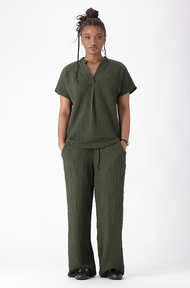 ERIN TEXTURED WIDE LEG PANTS