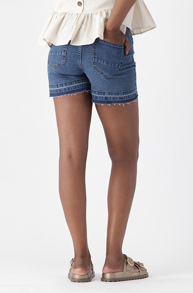 LIDZA DENIM UNCLIPPED HEM SHORTS