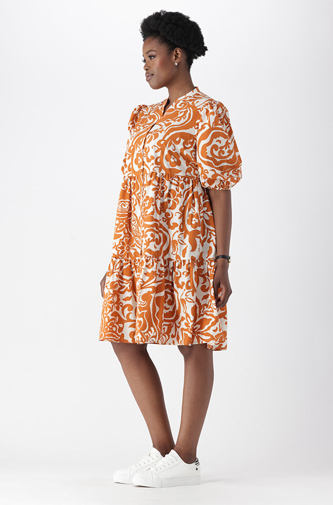 KIARA GEO BUTTON DOWN DRESS