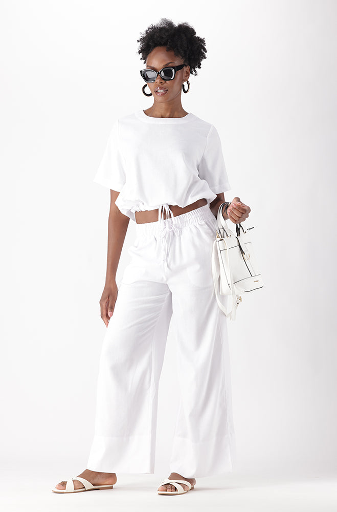 IVA LINEN BLEND WIDE LEG PANTS