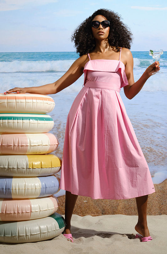 CASSIE BELTED POPLIN DRESS