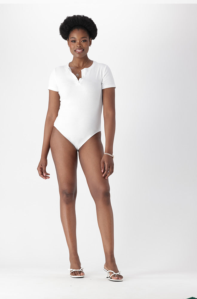 GLORIA RIB HENLEY BODYSUIT