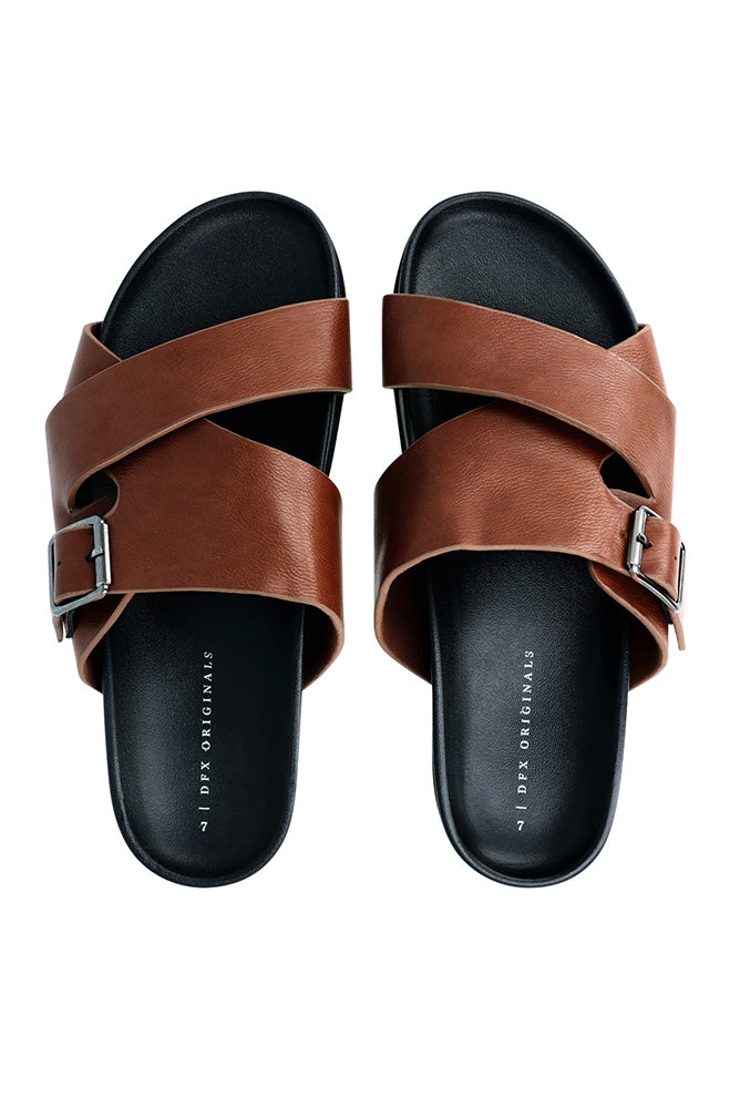Footwear | Daryl Push in Faux Leather Sandal _ 161491 Brown Sandals