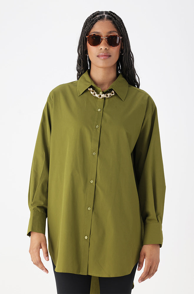 Ladies | Mia Boyfriend Shirt _ 162563 Green Shirts