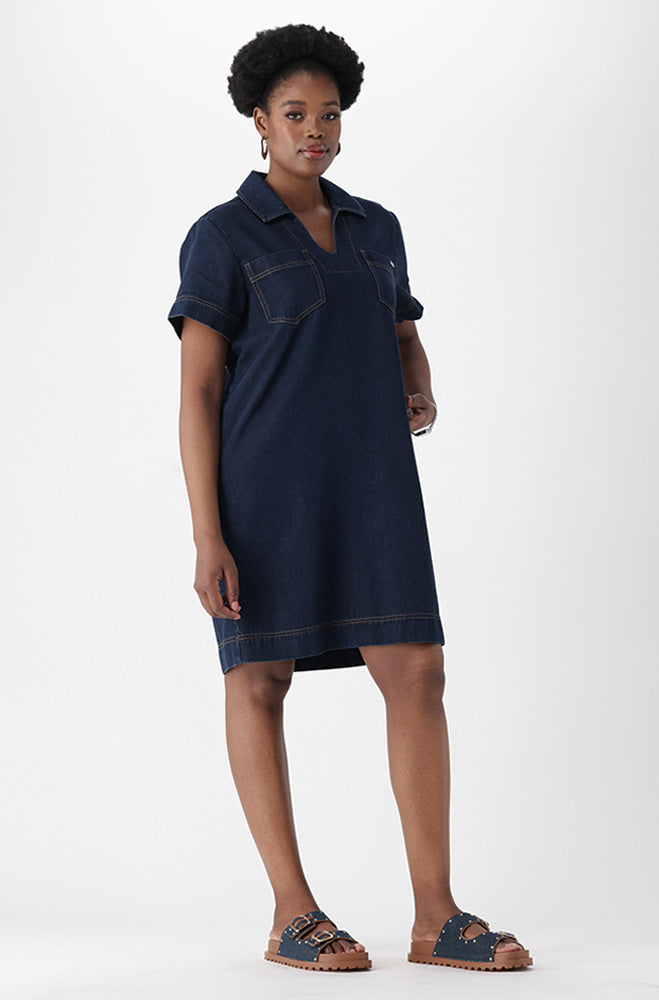 AMARA DENIM CHEST POCKET DRESS