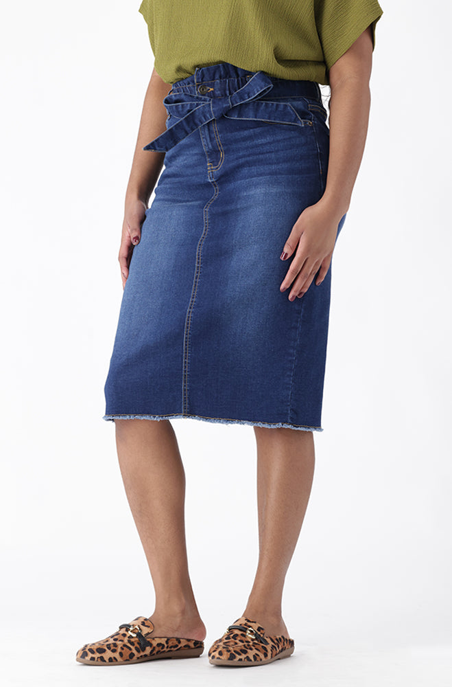 EMILIE DENIM PAPER BAG SKIRT