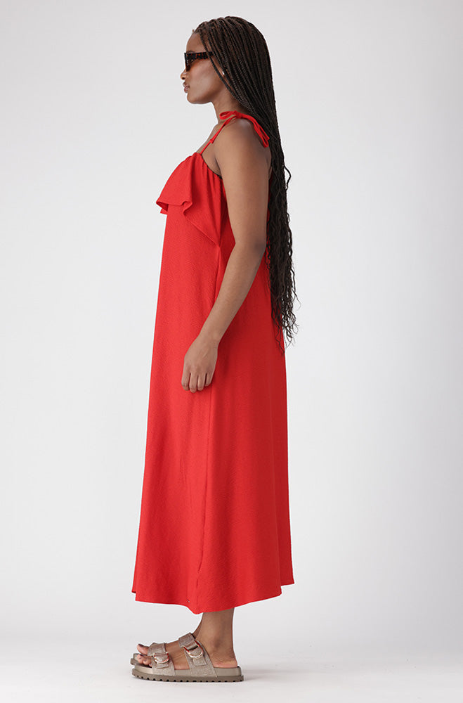 ULLA TEXTURED FRILL DRESS