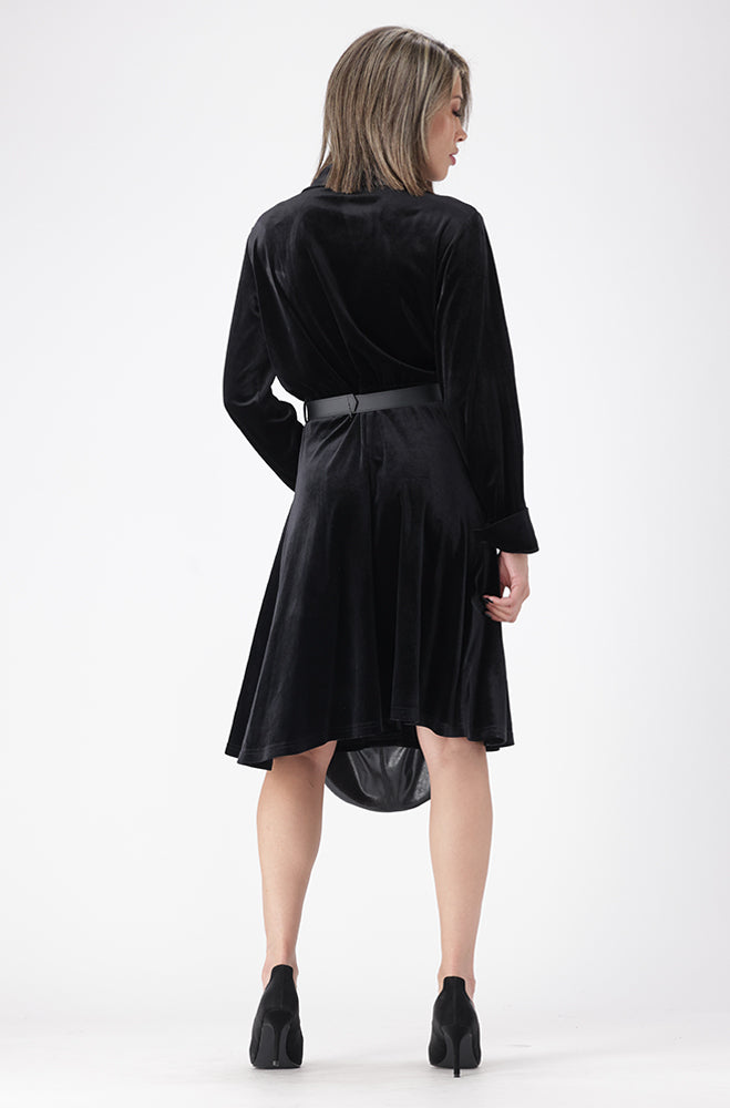 KIONI BELTED VELOUR DRESS