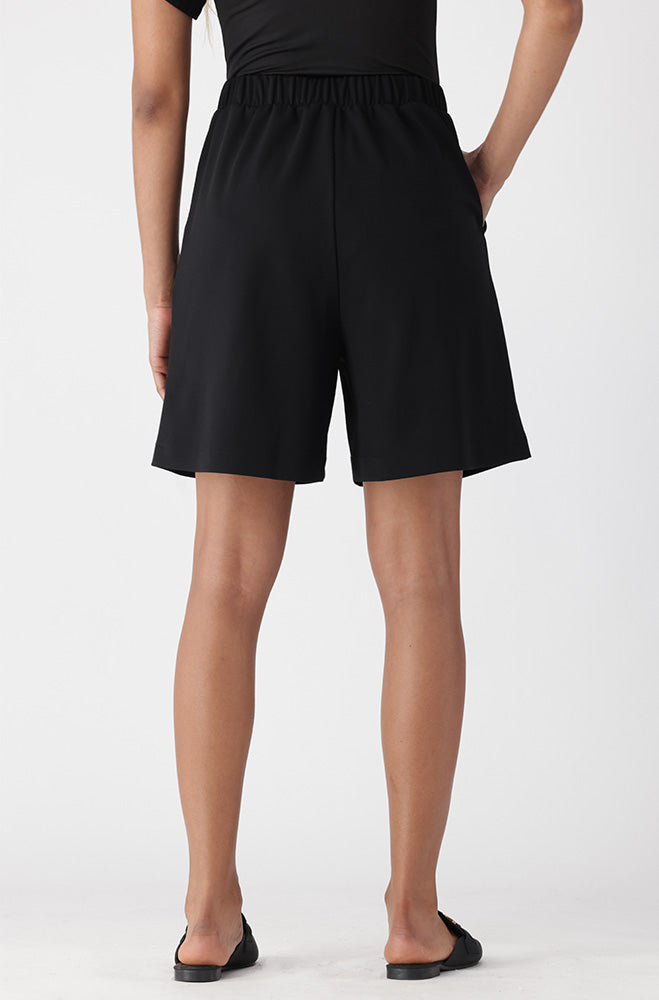 Ladies | Paisley Smart Button Shorts _ 166018 Black Short Trousers