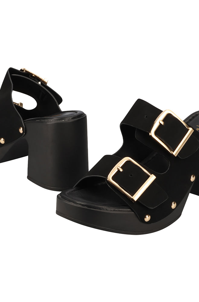 Ava Buckle detail clog wedge