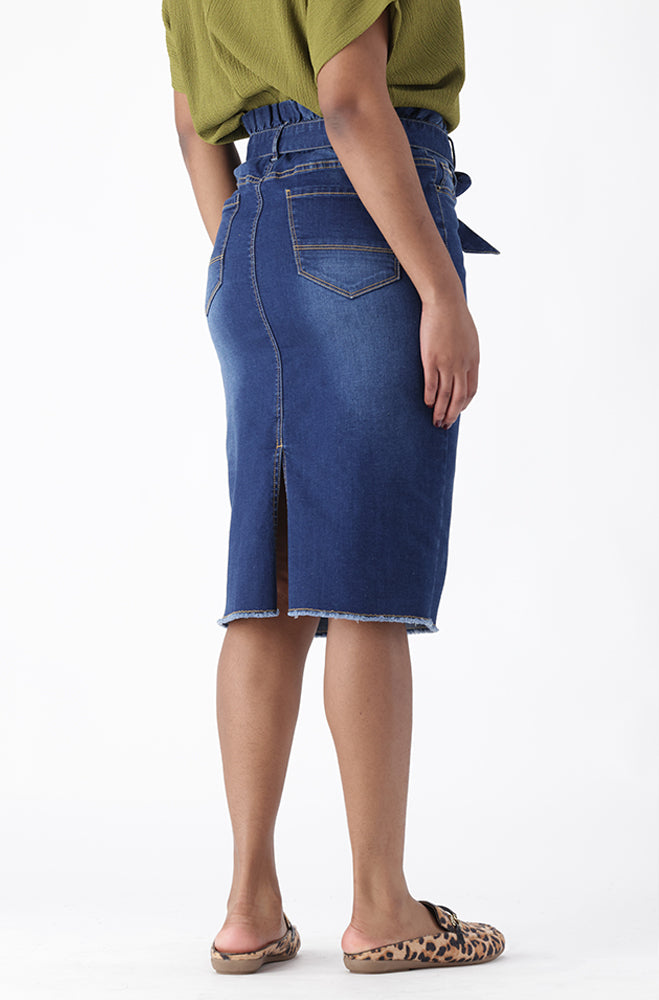 EMILIE DENIM PAPER BAG SKIRT