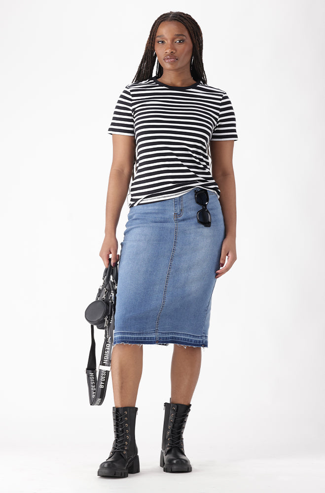 AIMEE CREW NECK STRIPE TEE