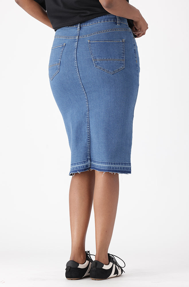 MALLEE DENIM UNCLIPPED HEM SKIRT