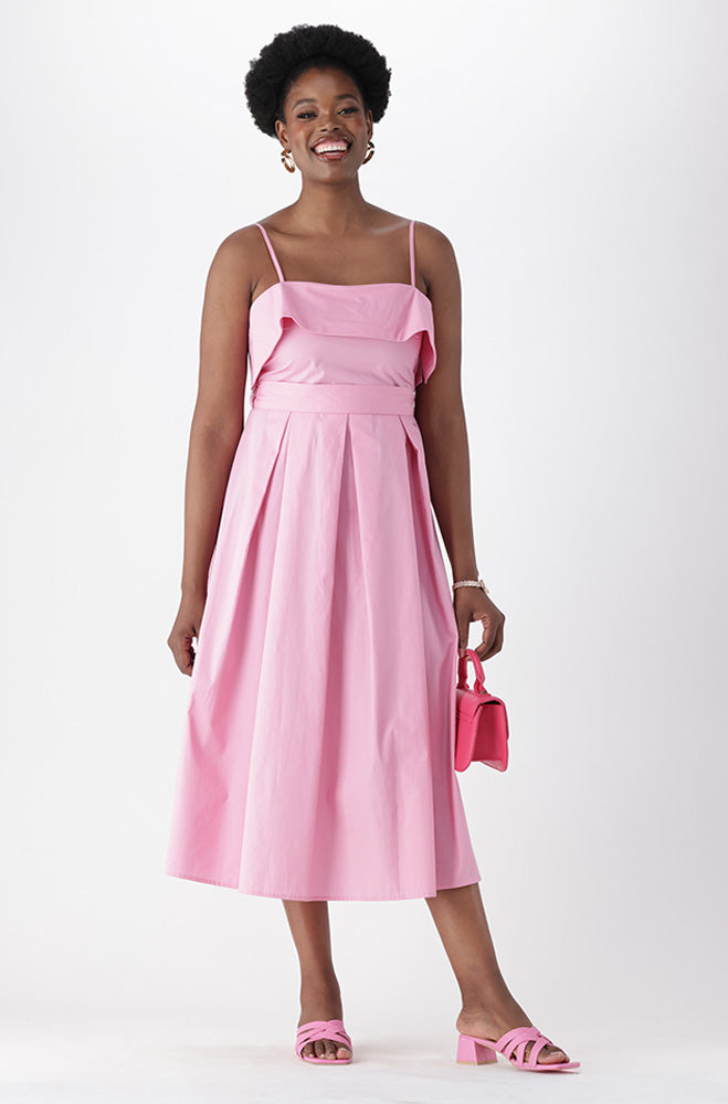 CASSIE BELTED POPLIN DRESS