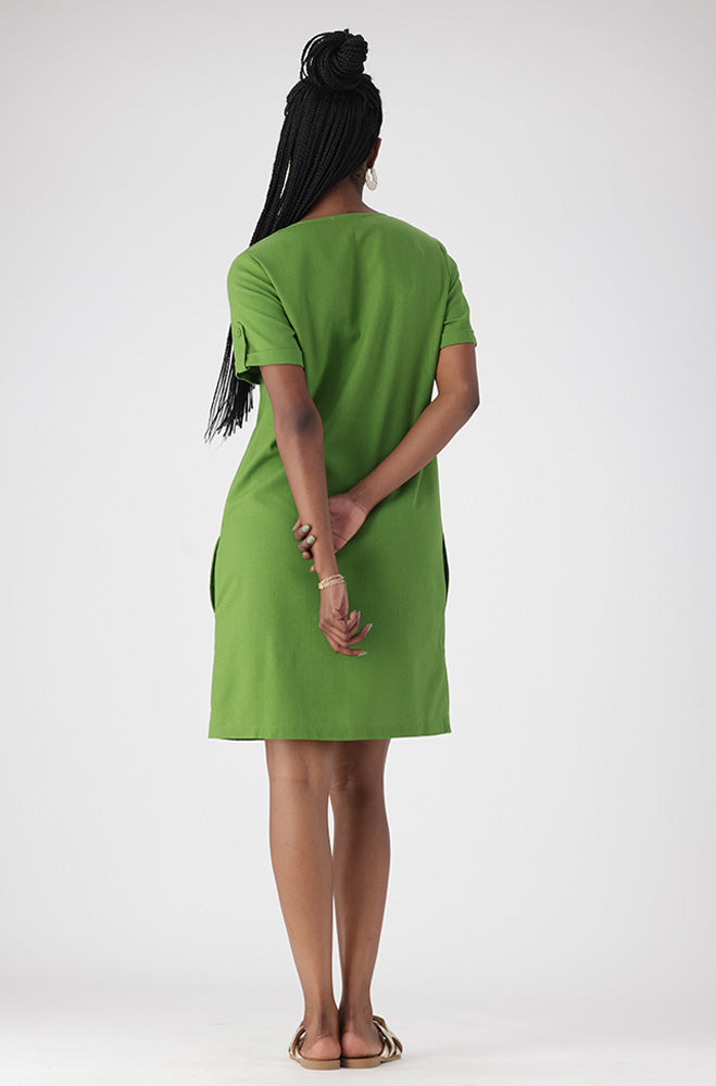 PENELOPE LINEN BLEND SHIFT DRESS