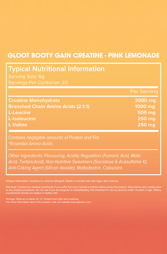GLOOT BOOTY GAIN CREATINE UNFLAVOURED