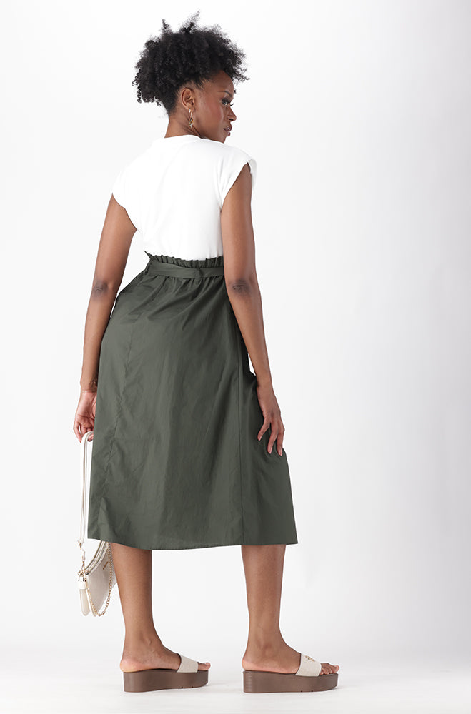 LUCIA BELTED COMBO DRESS