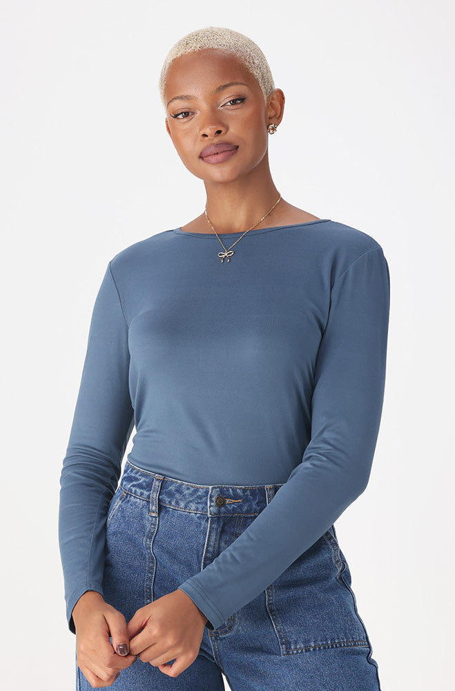 Dunns Clothing Cleo Crew Neck Tee 158036 Blue R50 Save 35%