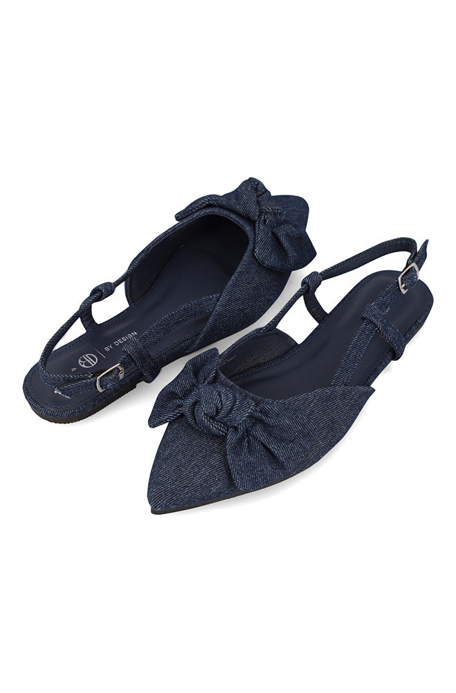 Footwear | Kaylee Denim Bow Slingback Pump Flats