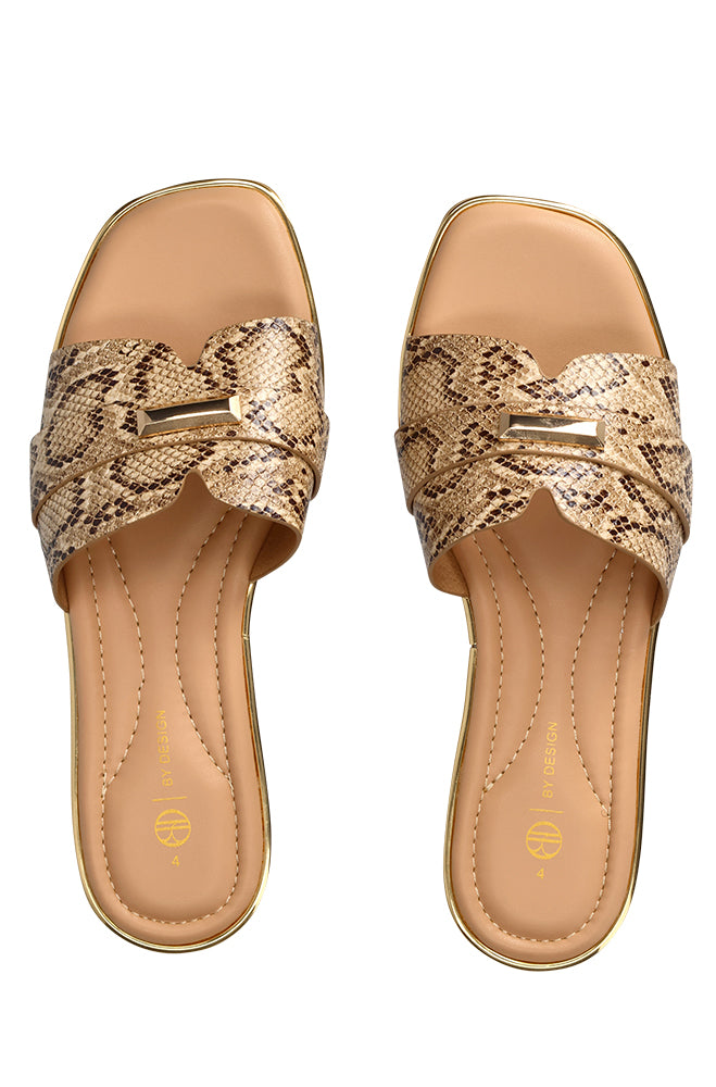 Rhonda printed gold detail sandal