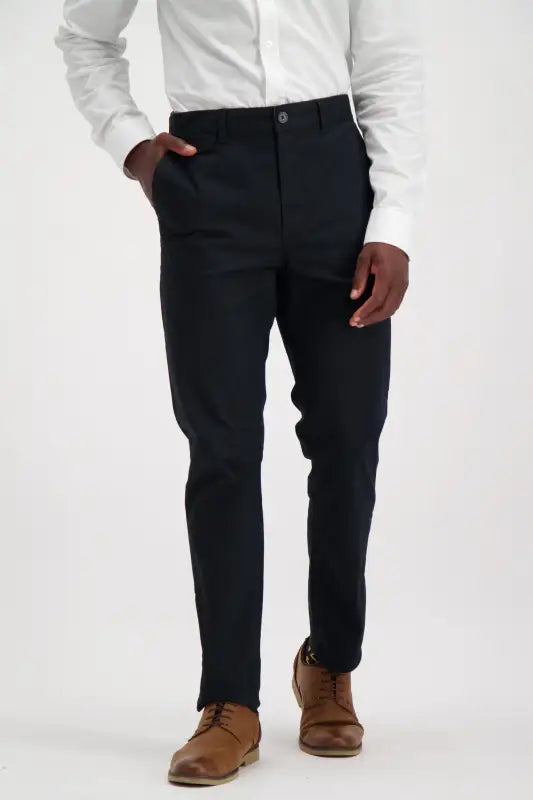 Men’s black dress pants.