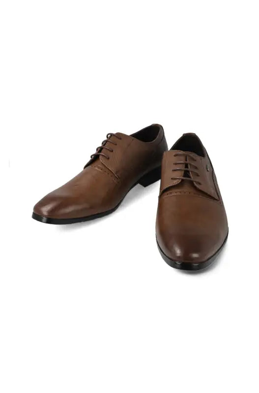 Pair of brown leather lace-up formal shoes.