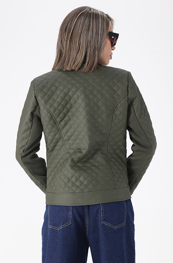 CLEO QUILTED PU BIKER JACKET