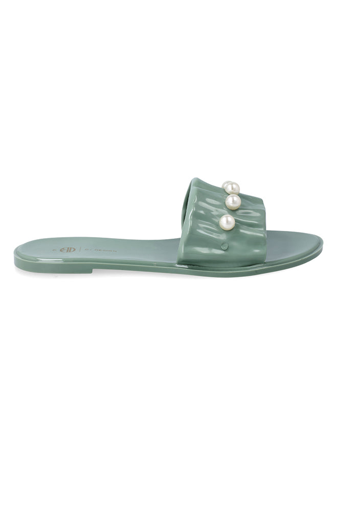 Footwear | Mila Frilled Pearl Jelly Sandals