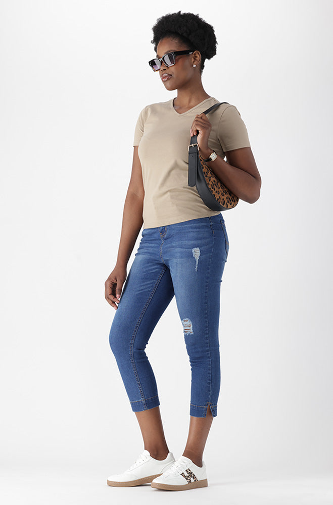 BRYNN HIGH RISE CROPPED WITH SLIT HEM
