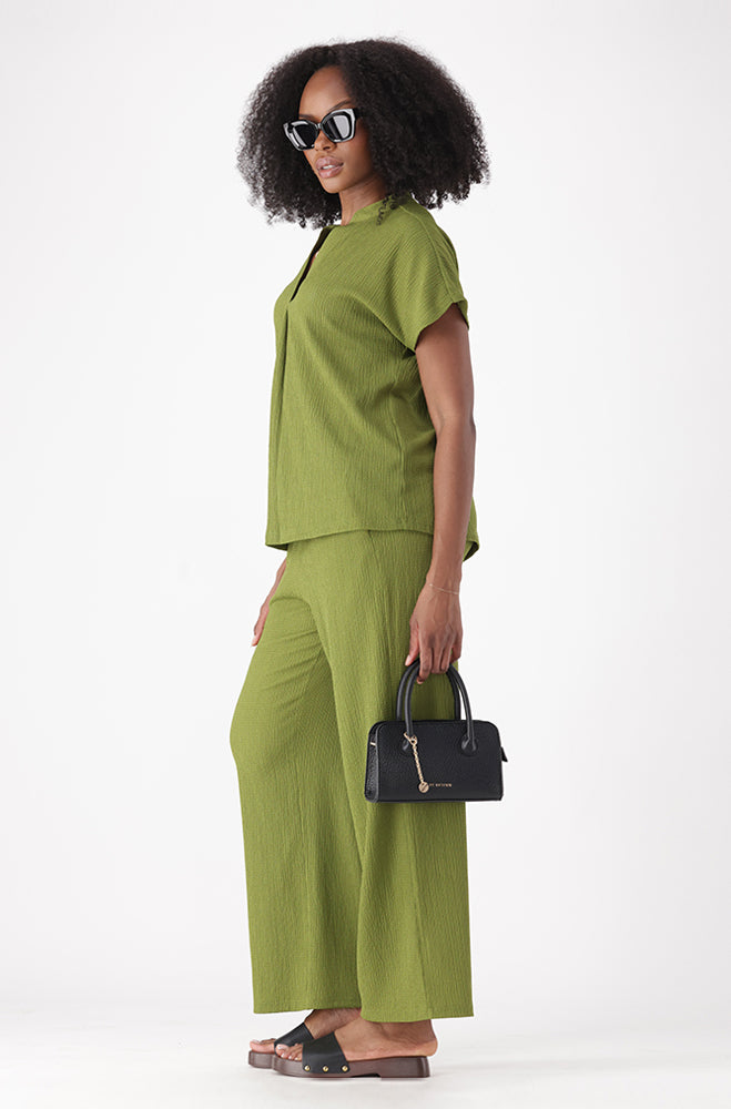 KASIA TEXTURED WIDE LEG PANTS