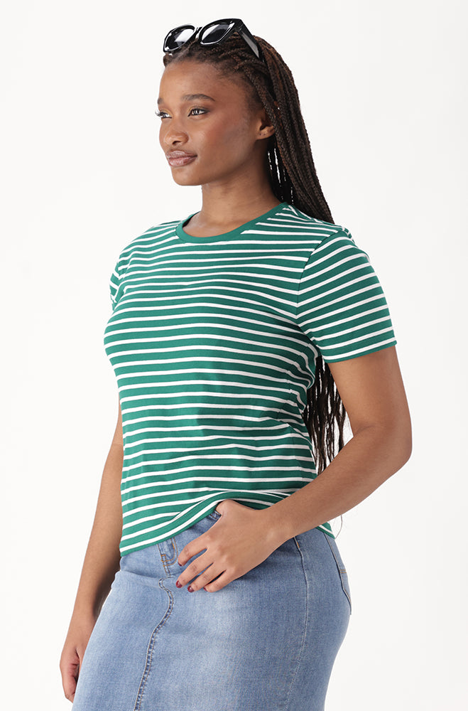 AIMEE CREW NECK STRIPE TEE