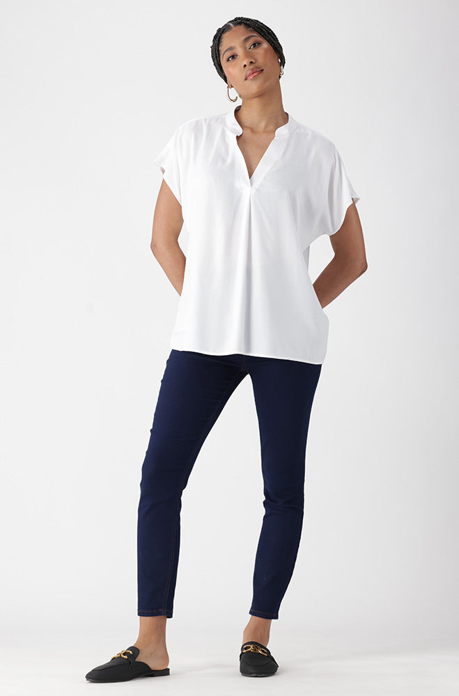 Ladies | Edith Portofino Hi Low Hem Top _ 162114 White Blouses