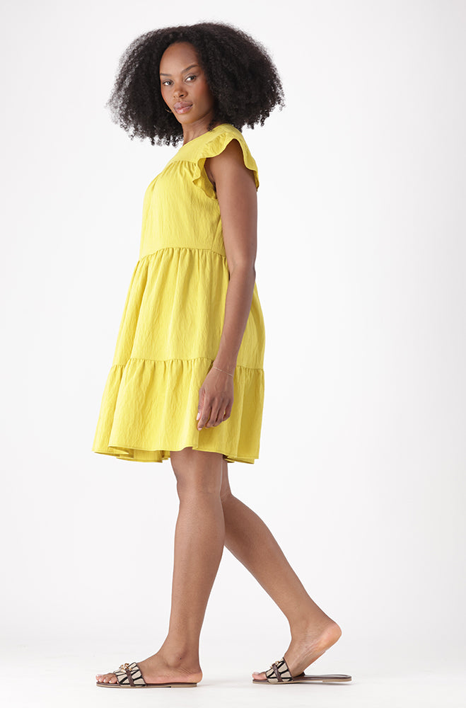 EMMY MIDI FLUTTER SLEEVE DRESS