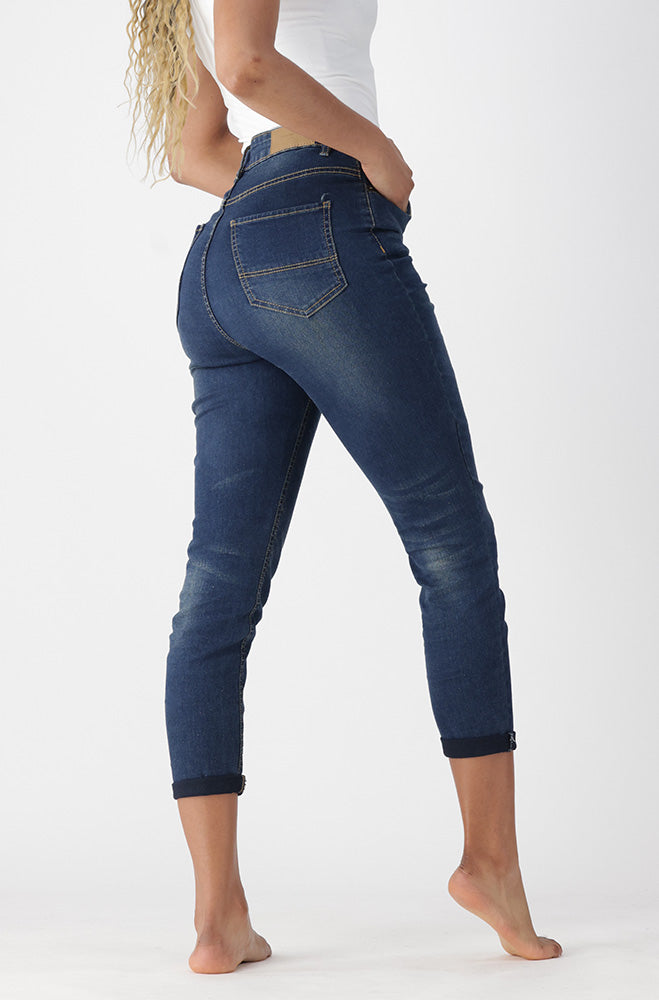 Ladies | Ailany High Rise Skinny Turn Up _ 167081 Dark Wash Jeans