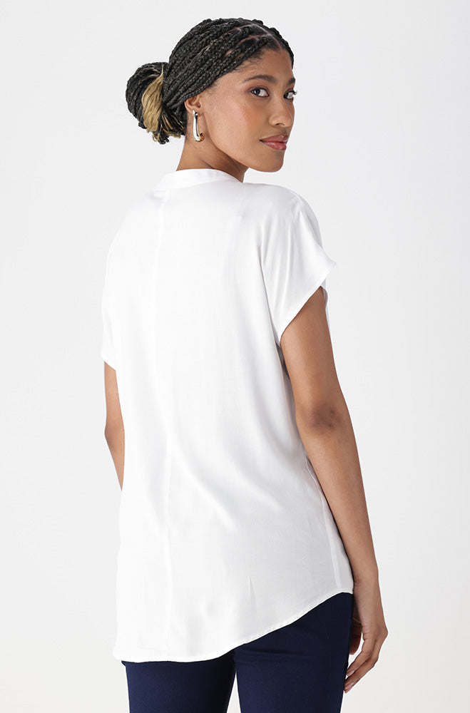 Ladies | Edith Portofino Hi Low Hem Top _ 162114 White Blouses